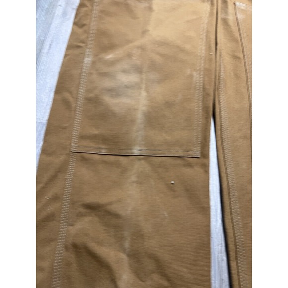 VTG Carhartt Double Knee Duck Canvas Bib Overalls Size 36x29 Brown Workwear - Picture 6 of 12